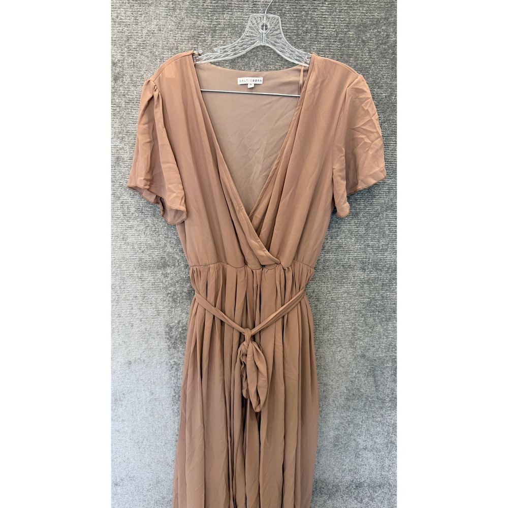 Baltic Born Maxi Dress Women XL Taupe Lydia Wrap Flutter Sleeve‎ Formal Wedding - Picture 4 of 7